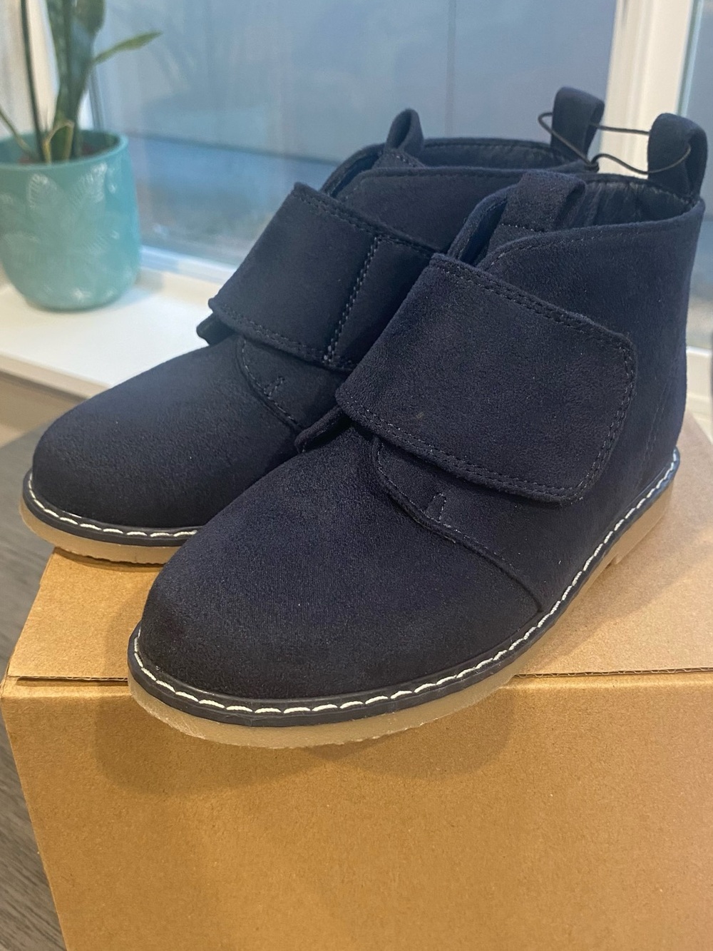 Kids Navy Suede children’s easy on  Ankle Boots size 10